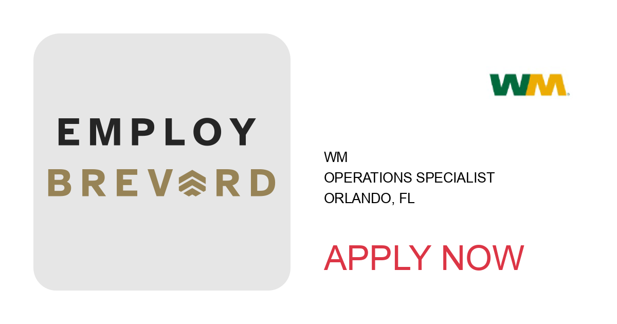 Apply to Operations Specialist position with WM in Orlando, FL