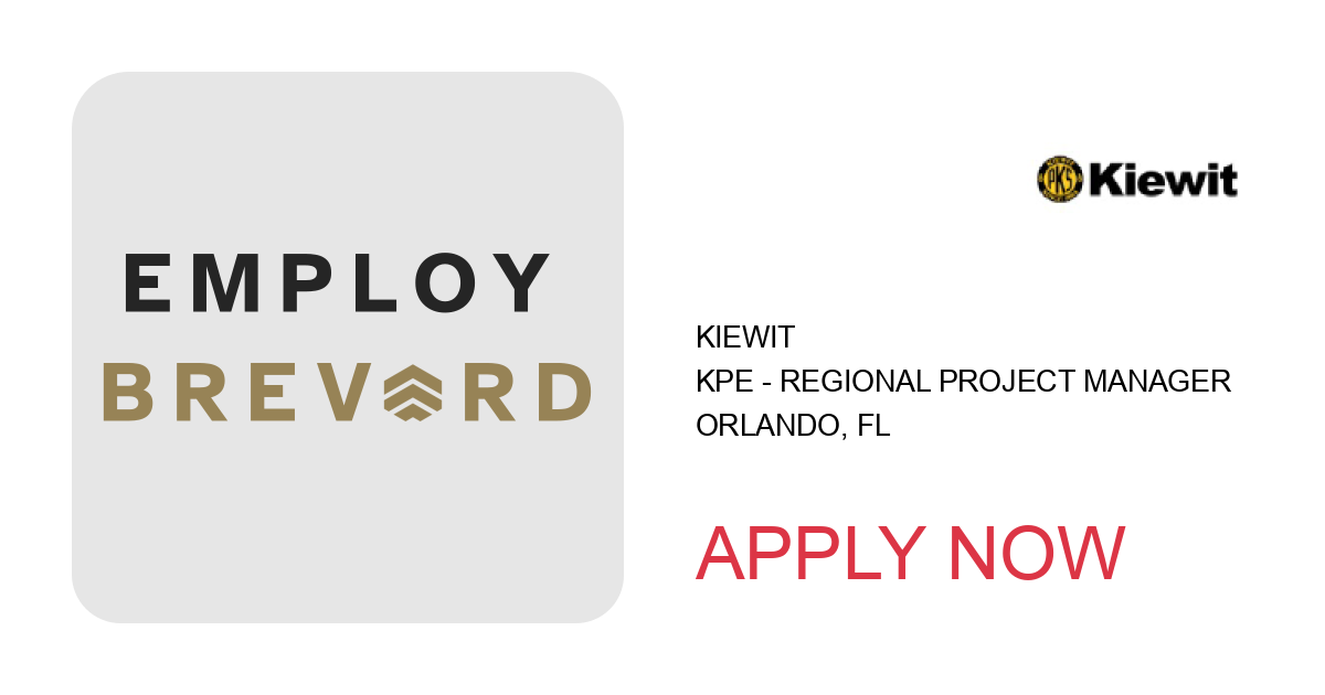 Apply to KPE - Regional Project Manager position with Kiewit in Orlando, FL