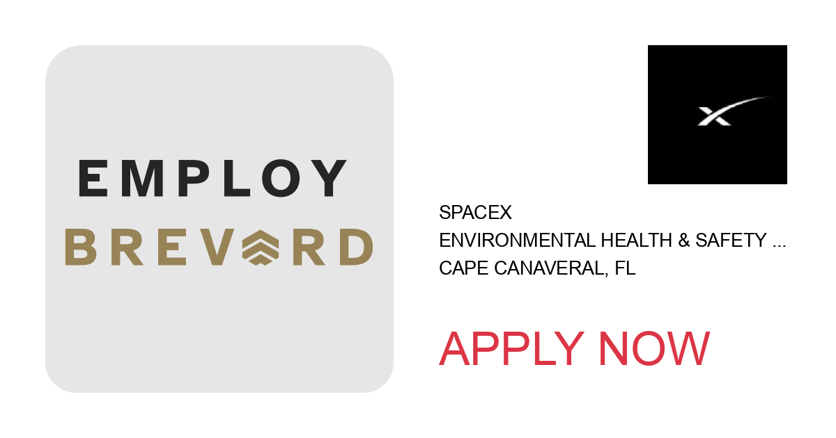 Apply to Environmental Health & Safety Technician (Recovery Dockside) position with SpaceX in Cape Canaveral, FL