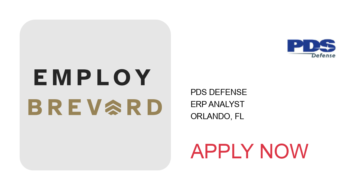 Apply to ERP Analyst position with PDS Defense in Orlando, FL