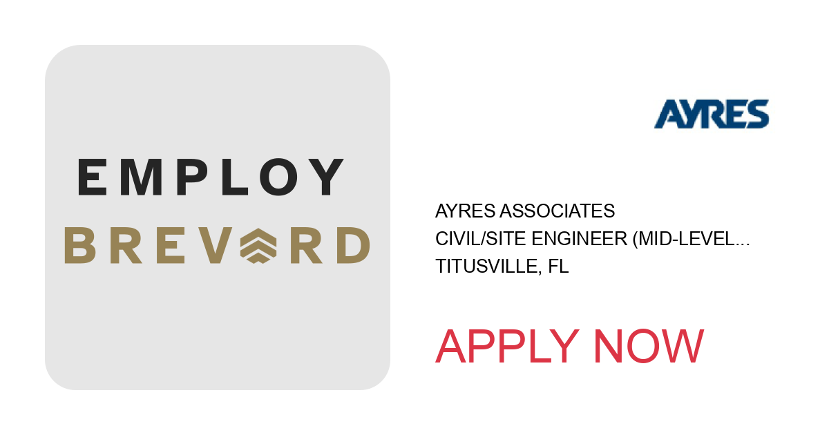 Apply to Civil/Site Engineer (mid-level) position with Ayres Associates in Titusville, FL