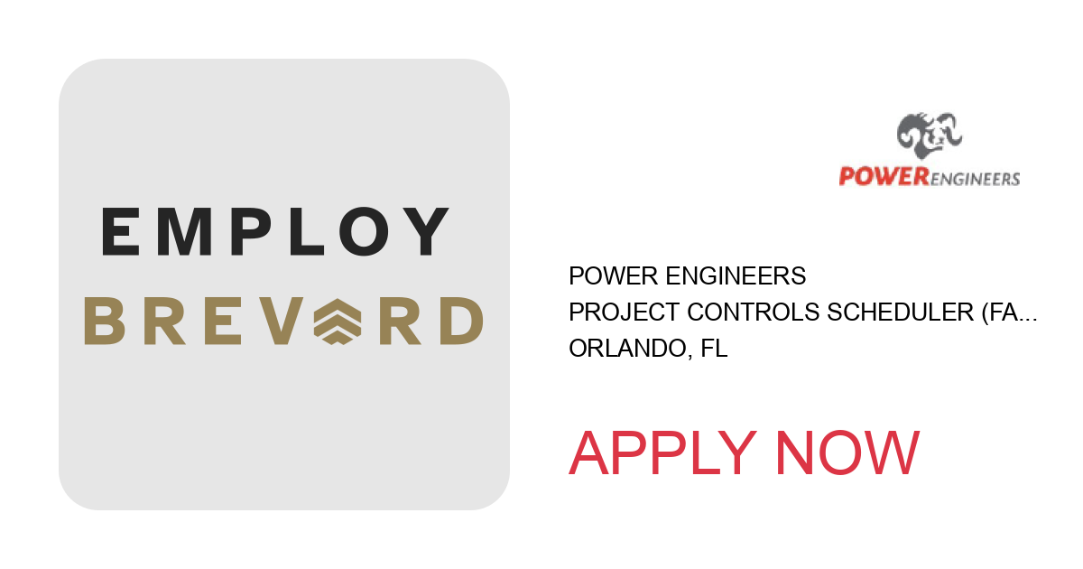 Apply to Project Controls Scheduler (Facilities) position with POWER Engineers in Orlando, FL