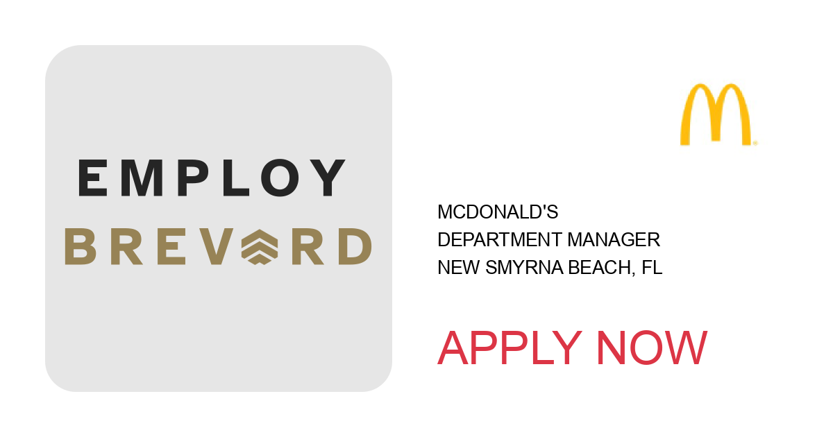 Apply to Department Manager position with McDonald's in New Smyrna Beach, FL