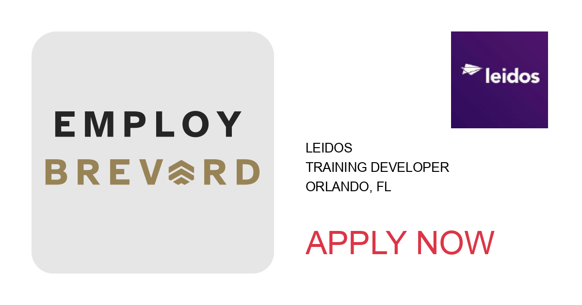 Apply to Training Developer position with Leidos in Orlando, FL