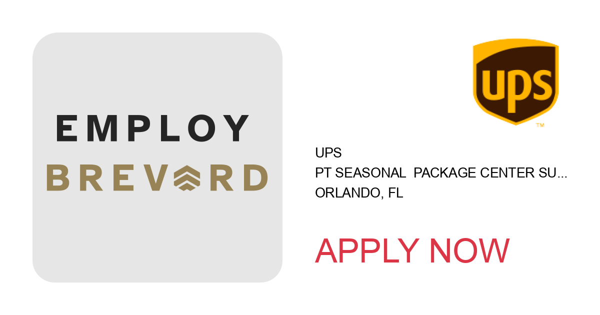 Apply to Pt Seasonal  Package Center Sup position with UPS in Orlando, FL