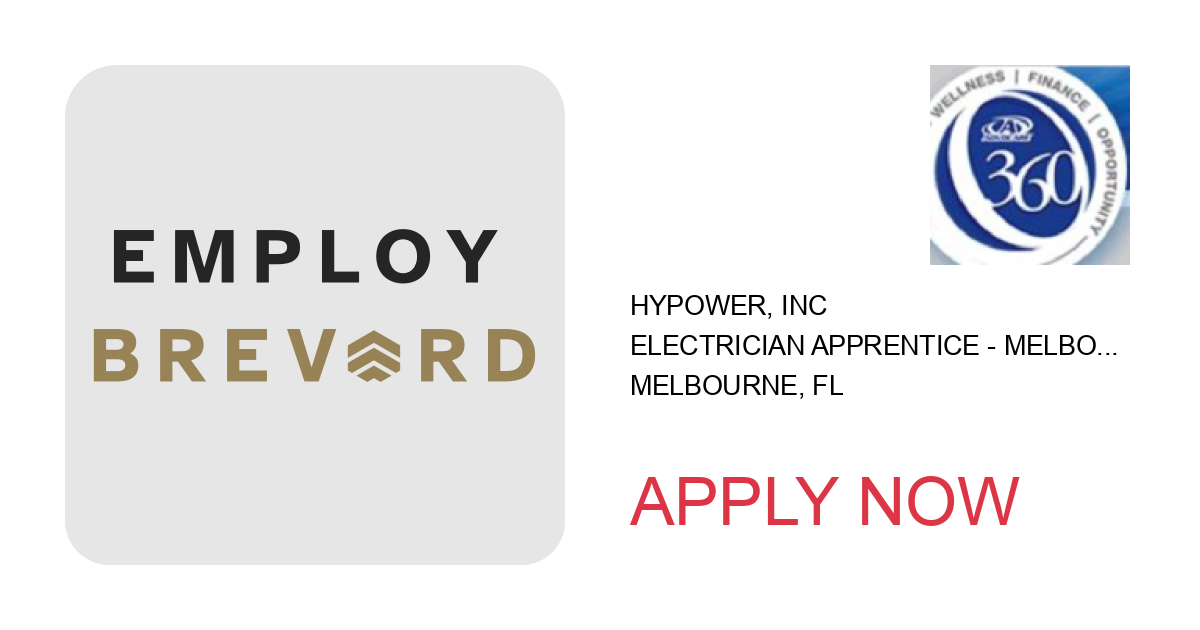 Apply to Electrician Apprentice - Melbourne position with Hypower, Inc in Melbourne, FL