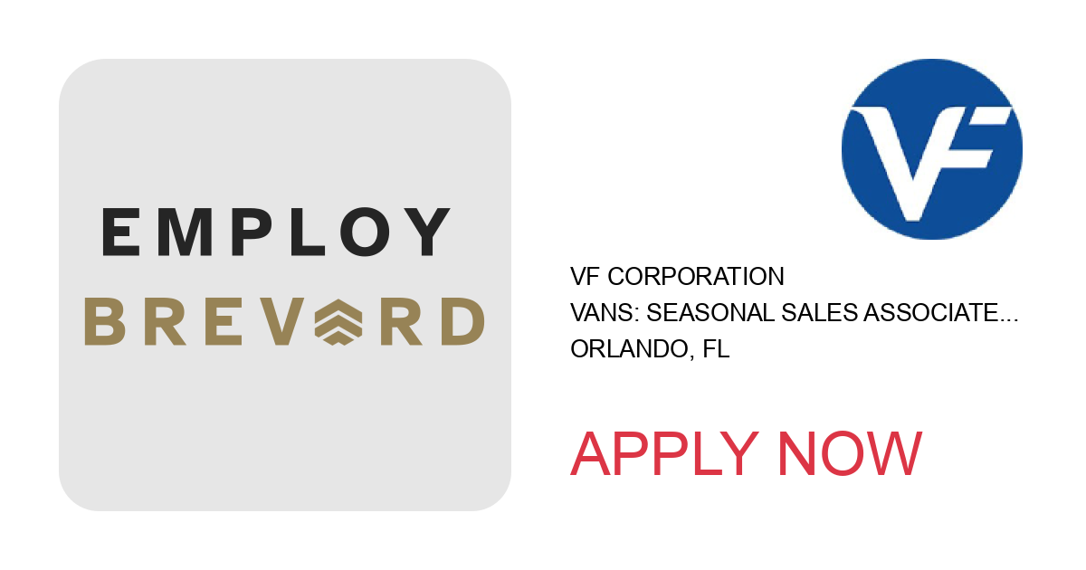 Apply to Vans: Seasonal Sales Associate - Orlando position with VF Corporation in Orlando, FL