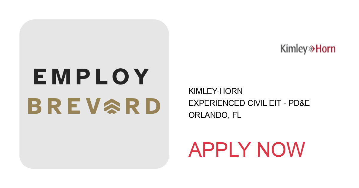 Apply to Experienced Civil EIT - PD&E position with Kimley-Horn in Orlando, FL