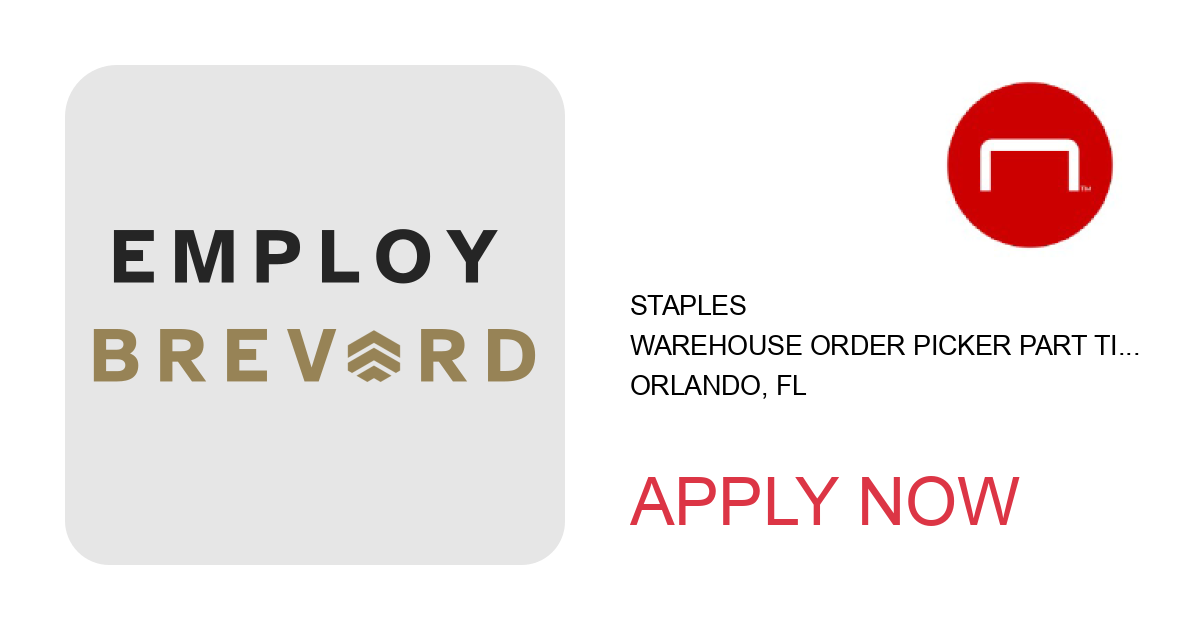 Apply to Warehouse Order Picker Part Time 2nd Shift position with Staples in Orlando, FL