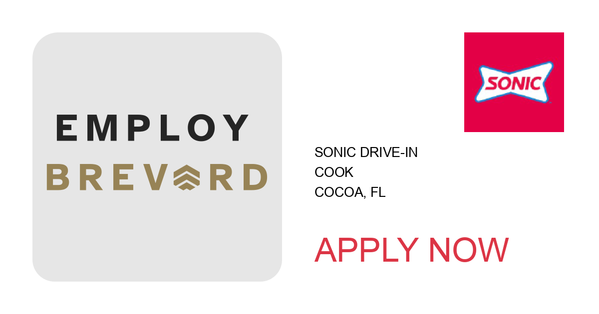 Apply to Cook position with Sonic Drive-In in Cocoa, FL