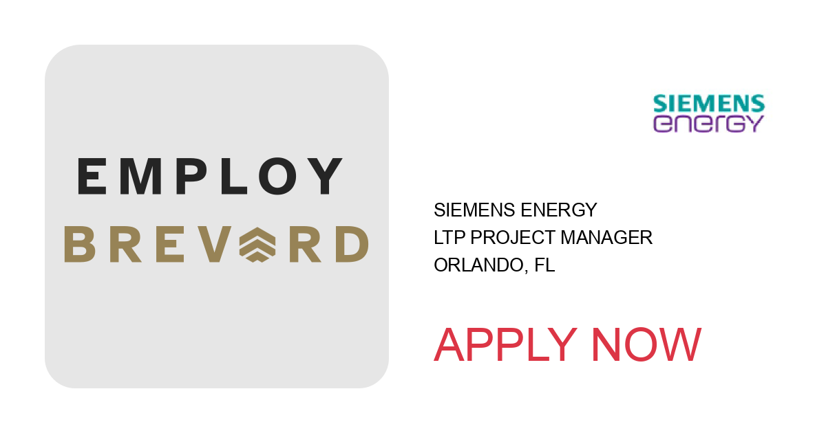 Apply to LTP Project Manager position with Siemens Energy in Orlando, FL