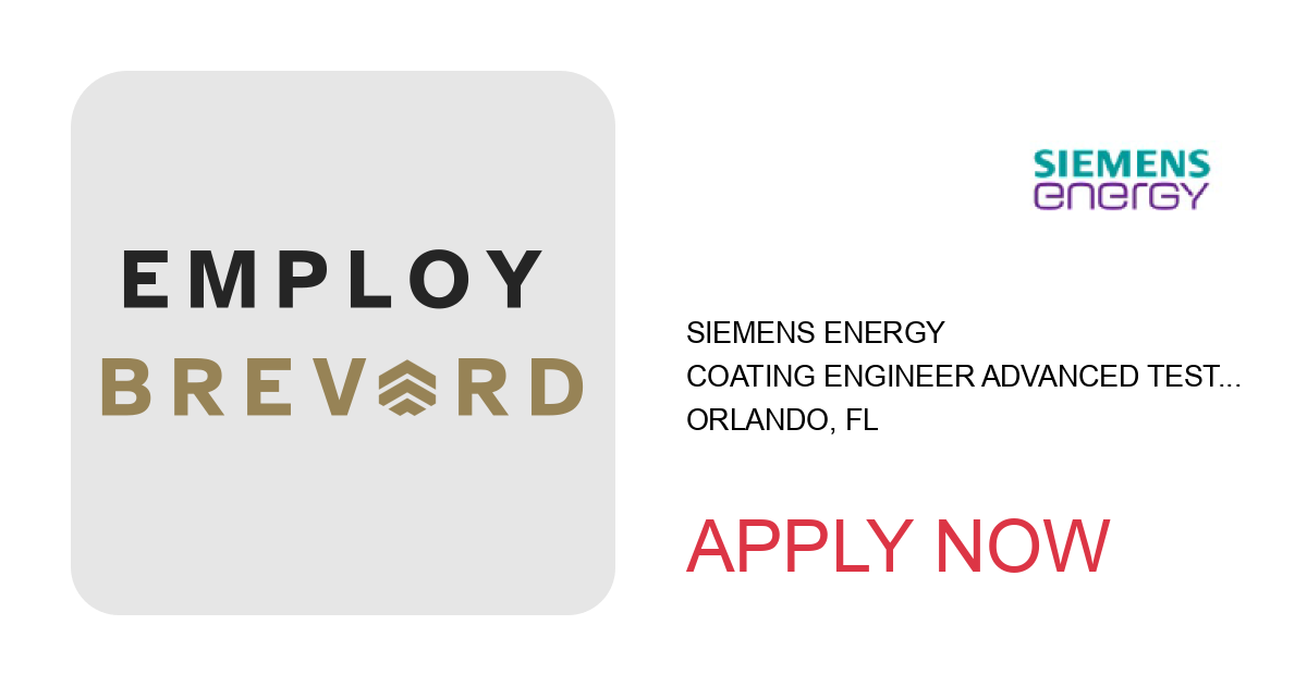 Apply to Coating Engineer Advanced Testing/Fatigue position with Siemens Energy in Orlando, FL