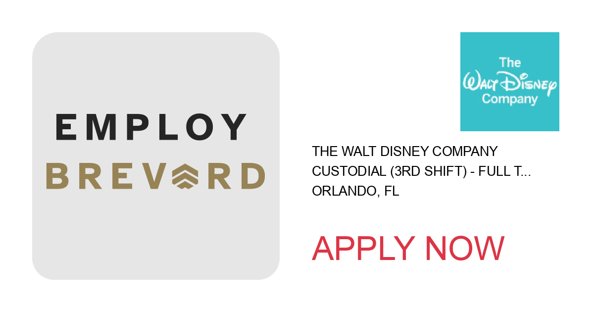 Apply to Custodial (3rd Shift) - Full Time and Part Time, WDW position with The Walt Disney Company in Orlando, FL