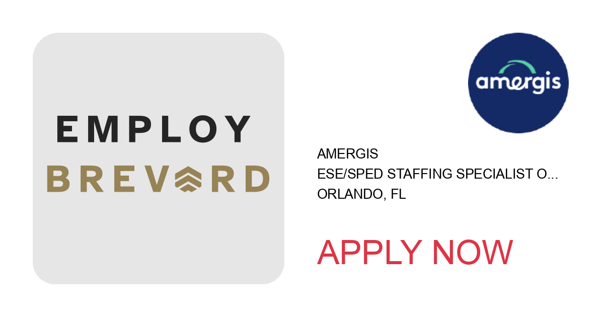 Apply to ESE/SPED Staffing Specialist Orlando, FL - $45/hr position with Amergis in Orlando, FL