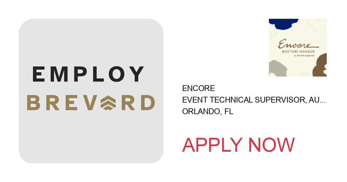 Apply to Event Technical Supervisor, Audio Visual - JW Marriott Grande Lakes position with Encore in Orlando, FL