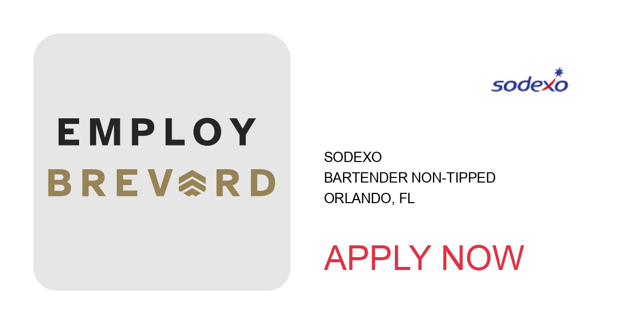 Apply to Bartender Non-Tipped position with Sodexo in Orlando, FL