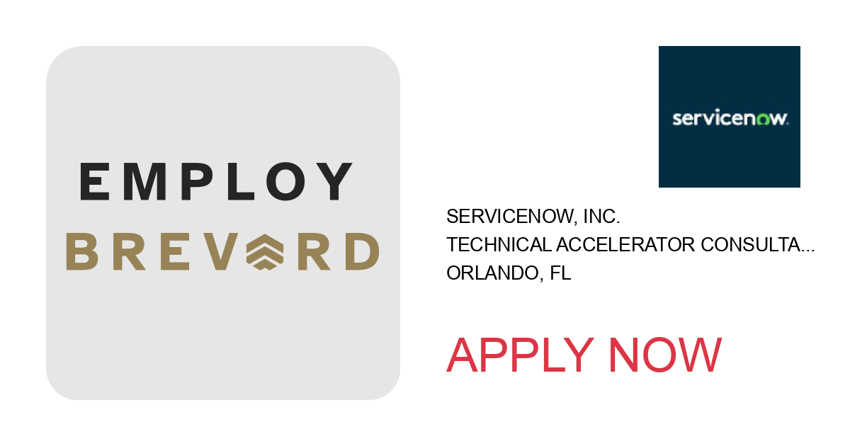 Apply to Technical Accelerator Consultant - Impact - IC3-IC5 position with ServiceNow, Inc. in Orlando, FL