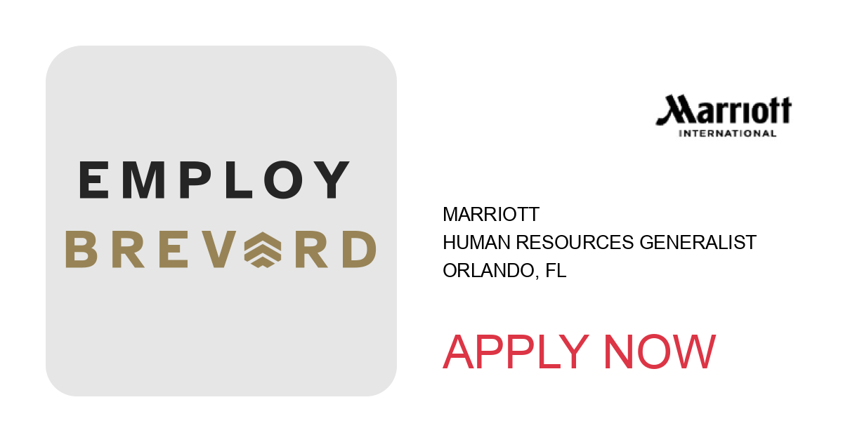 Apply to Human Resources Generalist position with Marriott in Orlando, FL