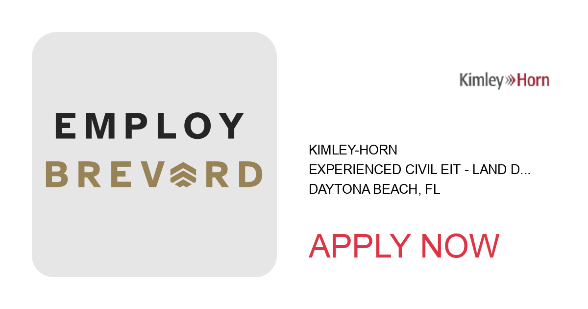 Apply to Experienced Civil EIT - Land Development position with Kimley-Horn in Daytona Beach, FL