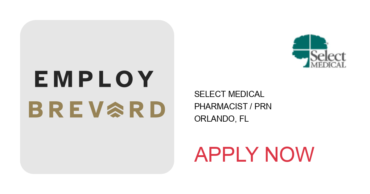 Apply to Pharmacist / PRN position with Select Medical in Orlando, FL