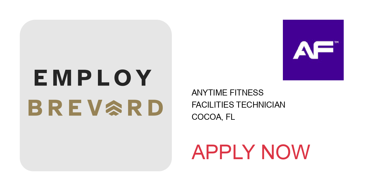 Apply to Facilities Technician position with Anytime Fitness in Cocoa, FL