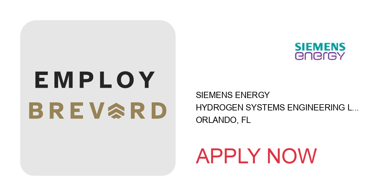 Apply to Hydrogen Systems Engineering Lead position with Siemens Energy in Orlando, FL