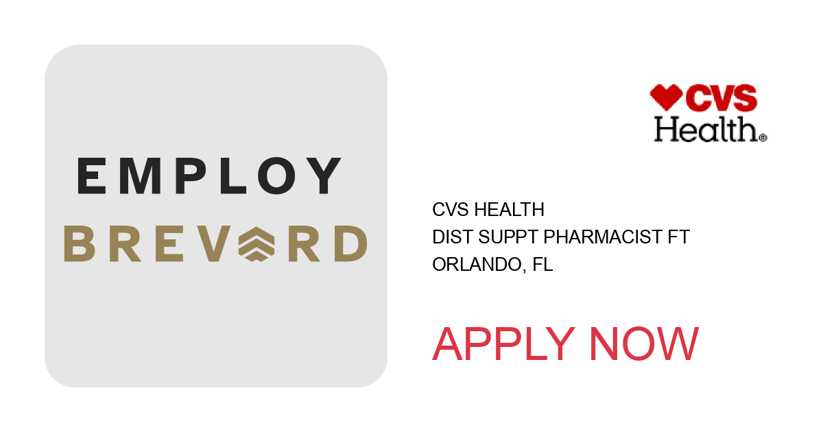 Apply to Dist Suppt Pharmacist FT position with CVS Health in Orlando, FL