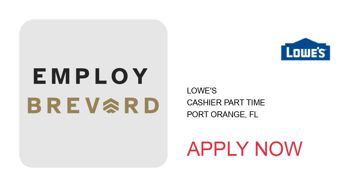 Apply to Cashier Part Time position with Lowe's in Port Orange, FL