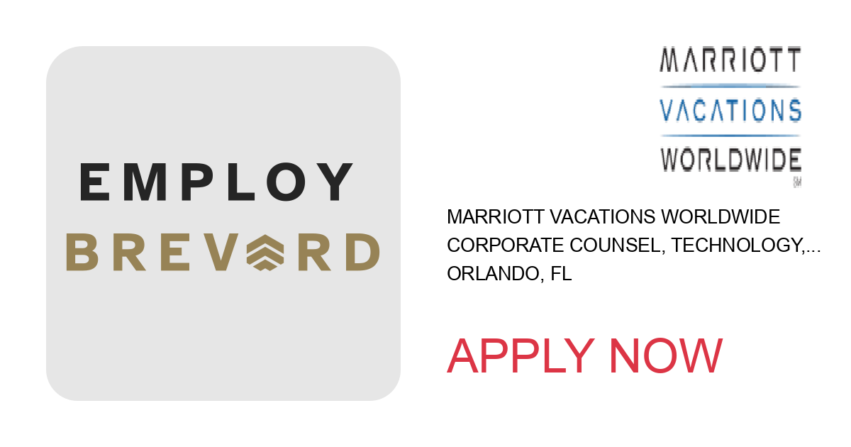 Apply to Corporate Counsel, Technology, IP and E-Commerce position with Marriott Vacations Worldwide in Orlando, FL