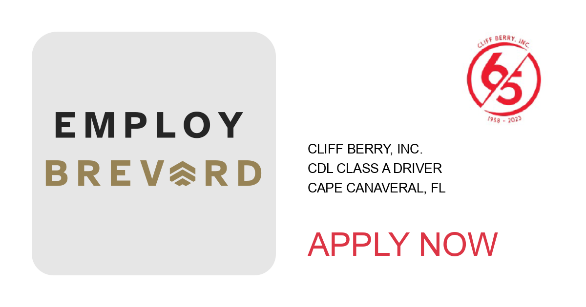 Apply to CDL Class A Driver position with Cliff Berry, Inc. in Cape Canaveral, FL