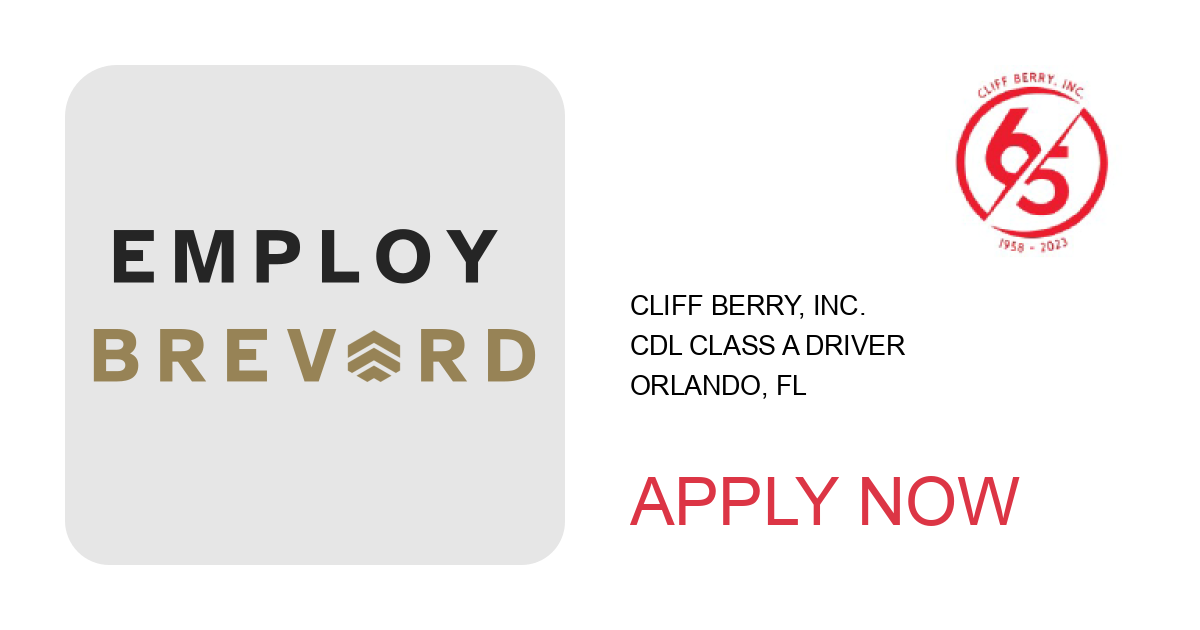 Apply to CDL Class A Driver position with Cliff Berry, Inc. in Orlando, FL