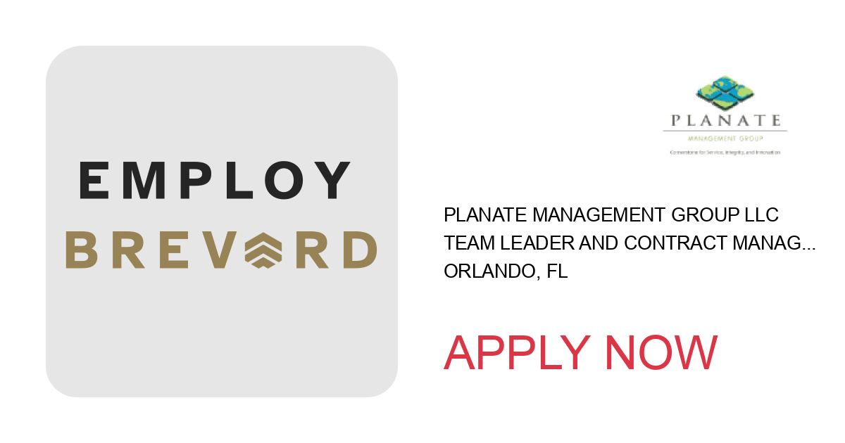 Apply to Team Leader and Contract Manager (Nauru) position with Planate Management Group LLC in Orlando, FL