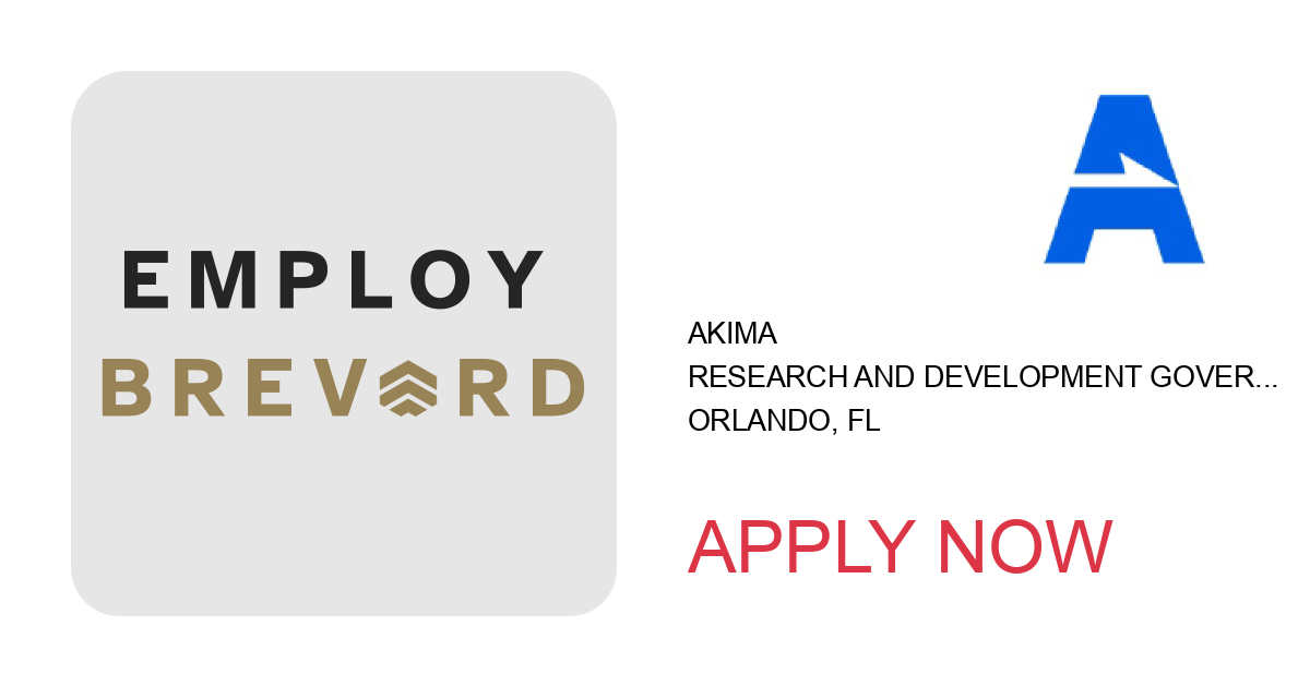 Apply to Research and Development Governance Manager (Remote Opportunity) position with Akima in Orlando, FL