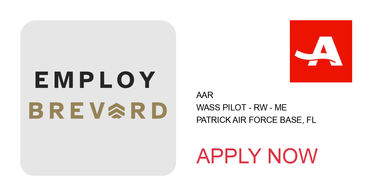 Apply to WASS Pilot - RW - ME position with AAR in Patrick Air Force Base, FL