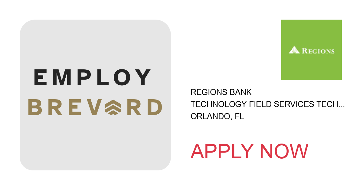 Apply to Technology Field Services Technician position with Regions Bank in Orlando, FL