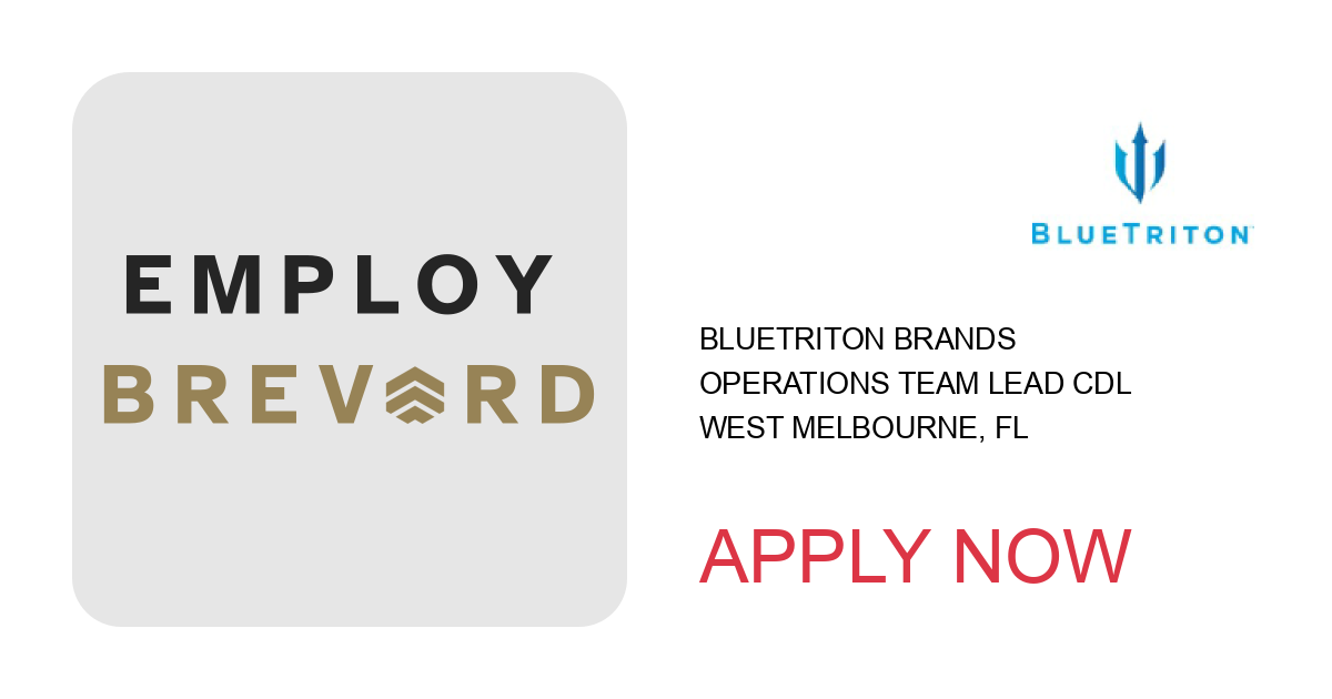 Apply to Operations Team Lead CDL position with BlueTriton Brands in West Melbourne, FL