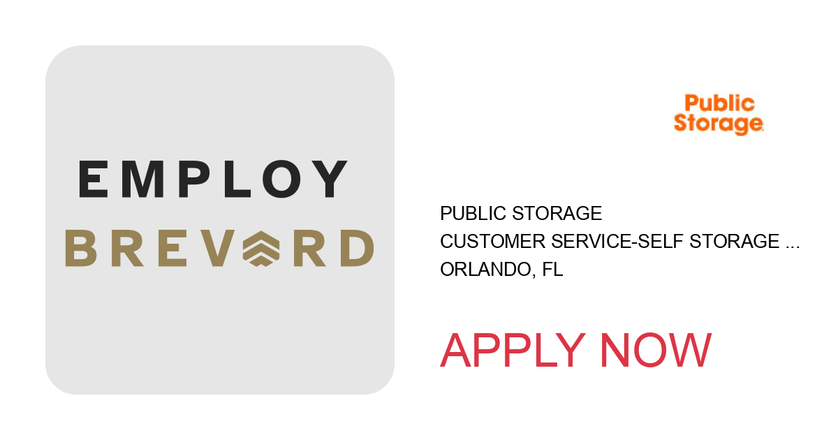 Apply to Customer Service-Self Storage Manager position with Public Storage in Orlando, FL