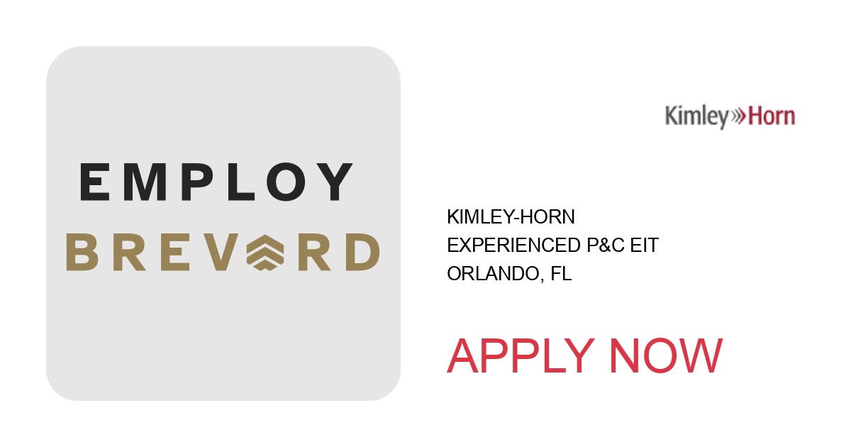 Apply to Experienced P&C EIT position with Kimley-Horn in Orlando, FL