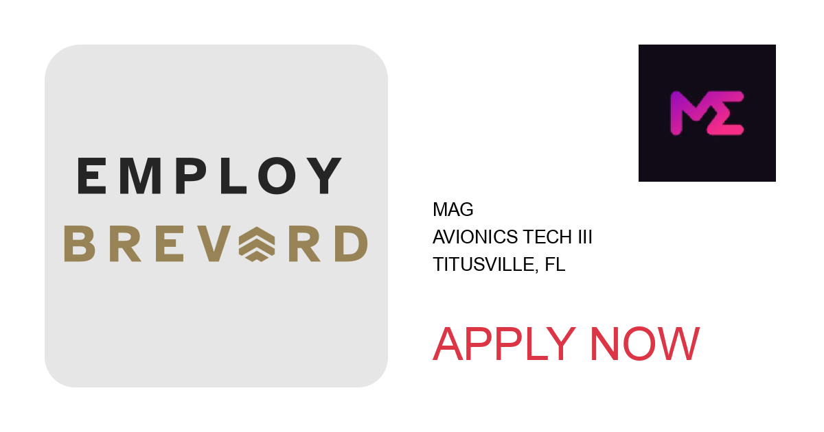 Apply to Avionics Tech III position with MAG in Titusville, FL