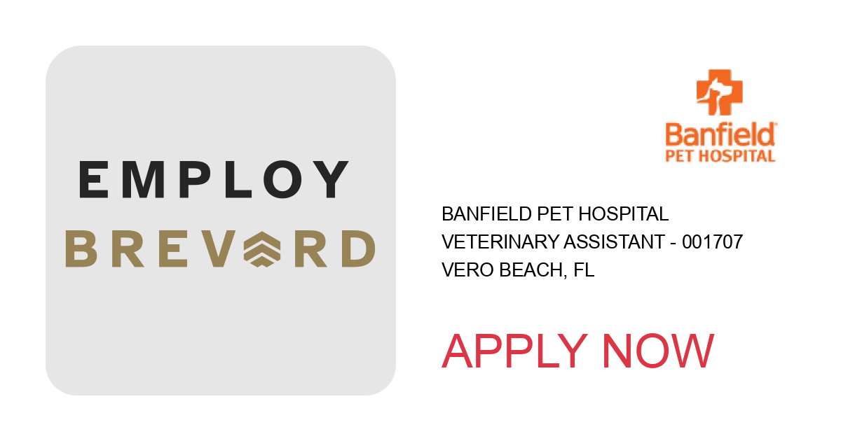 Apply to Veterinary Assistant - 001707 position with Banfield Pet Hospital in Vero Beach, FL