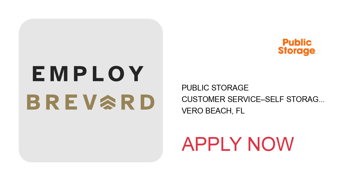 Apply to Customer Service–Self Storage Manager position with Public Storage in Vero Beach, FL