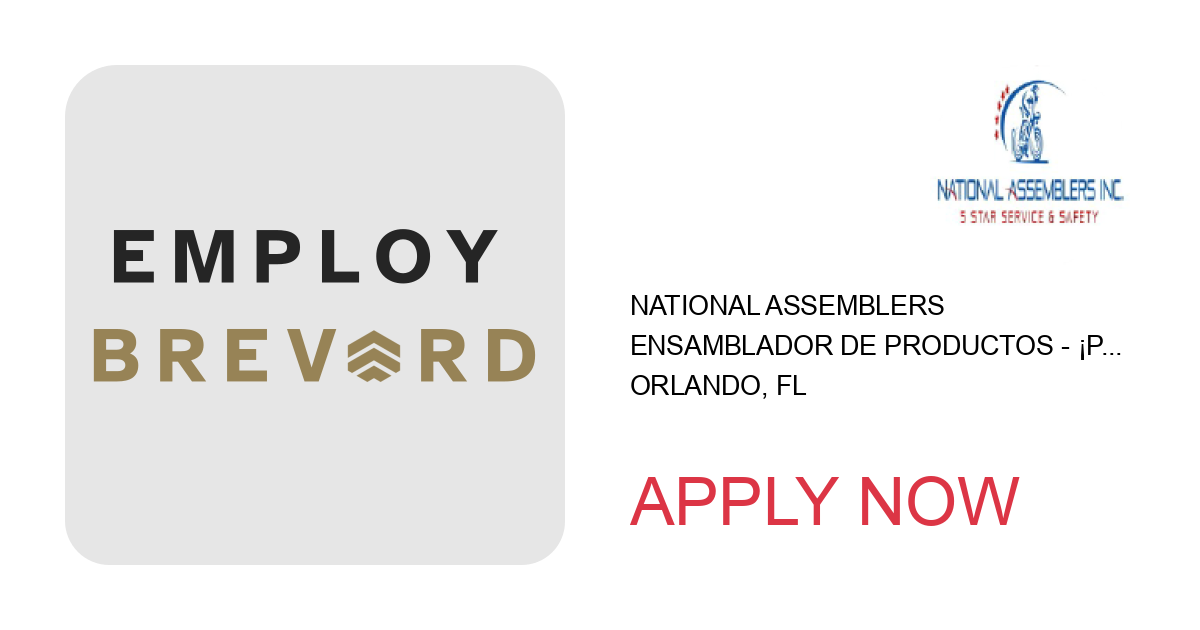 Apply to Ensamblador de Productos - ¡Pago Semanal! position with National Assemblers in Orlando, FL