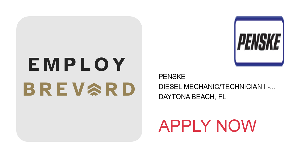 Apply to Diesel Mechanic/Technician I - Experienced position with Penske in Daytona Beach, FL