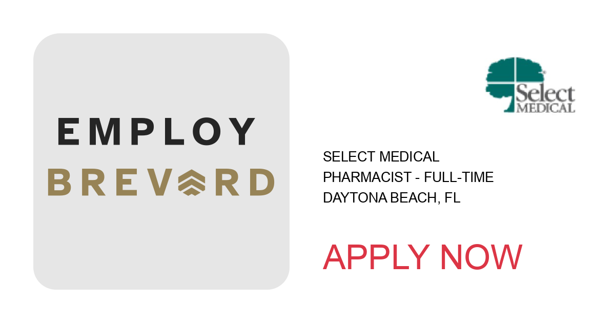 Apply to Pharmacist - Full-time position with Select Medical in Daytona Beach, FL