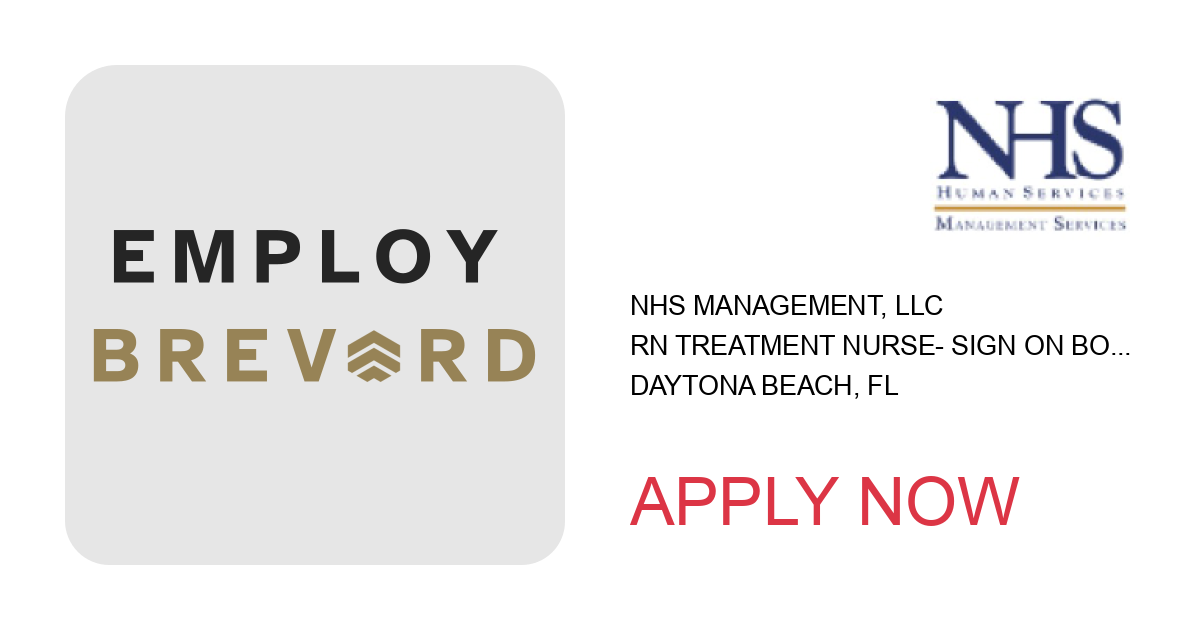 Apply to RN Treatment Nurse- Sign On Bonus $10K! position with NHS Management, LLC in Daytona Beach, FL