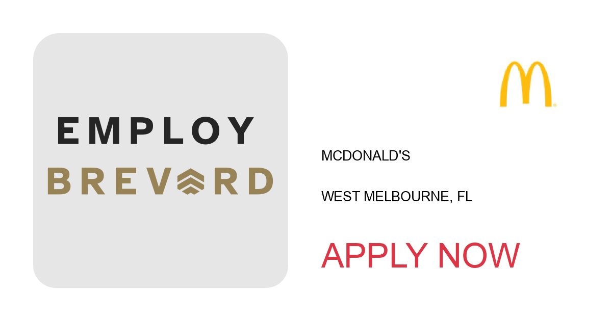 Apply to  position with McDonald's in West Melbourne, FL