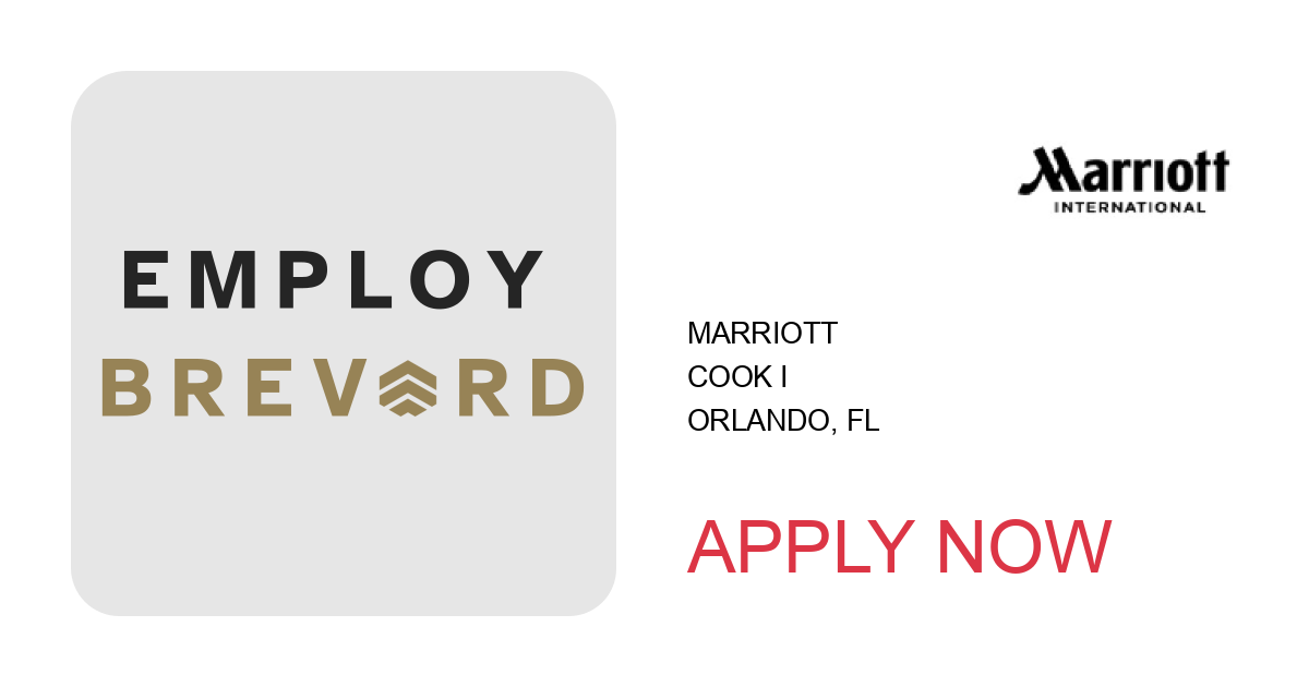 Apply to Cook I position with Marriott in Orlando, FL