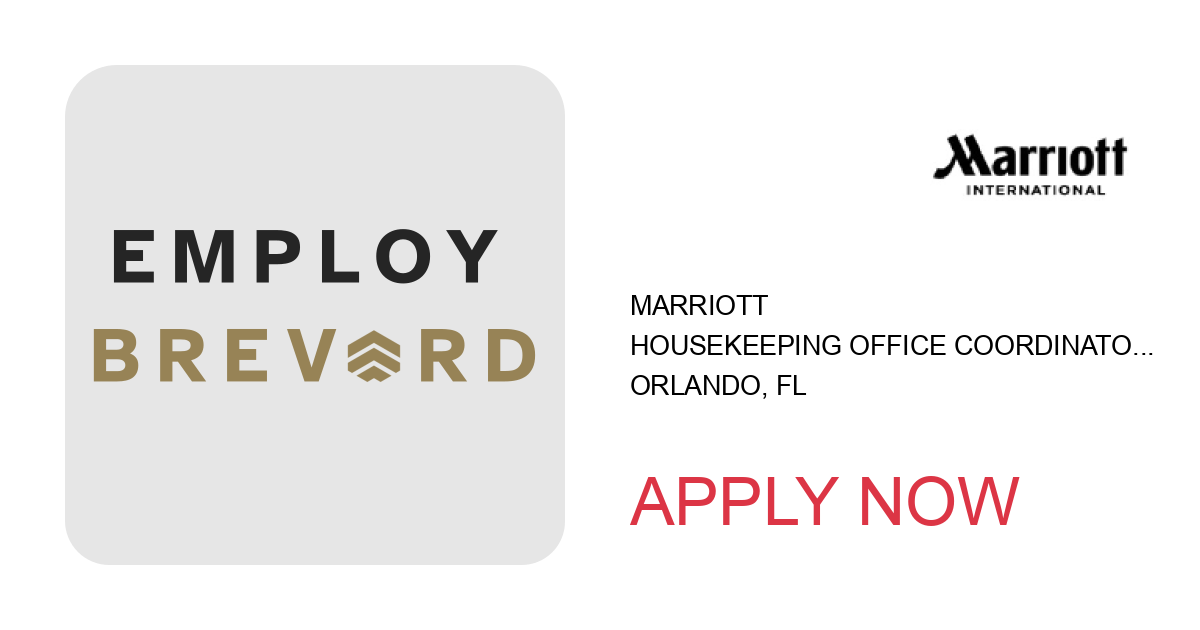 Apply to Housekeeping Office Coordinator position with Marriott in Orlando, FL