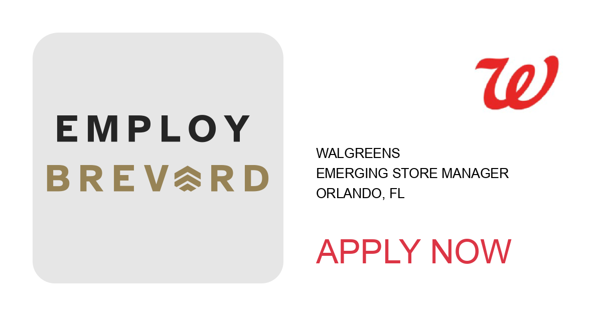 Apply to Emerging Store Manager position with Walgreens in Orlando, FL