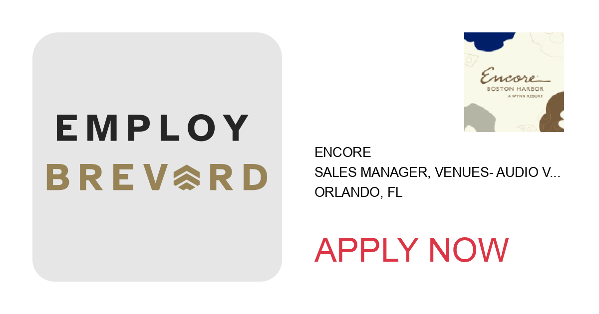 Apply to Sales Manager, Venues- Audio Visual- Loews Portofino Bay Resort Orlando position with Encore in Orlando, FL